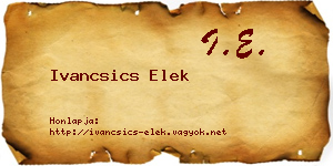 Ivancsics Elek névjegykártya